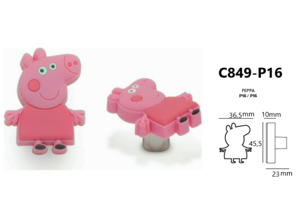 Conset Πόμολο Επίπλου C849-P16 Peppa Ροζ (1Τμχ) Kids Safe