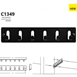 Conset Κρεμάστρα Τοίχου Μεταλλική 6 Θέσεων C1349 S19/S19 Ματ Μαύρο (1Τμχ)